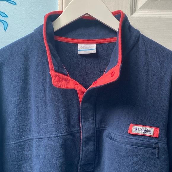 Columbia PFG Performance Fishing Gear Fleece Navy Blue Pullover Men's Size Large - Picture 2 of 12